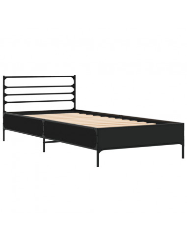 Giroletto Nero 90x200 cm in Legno Multistrato e Metallo