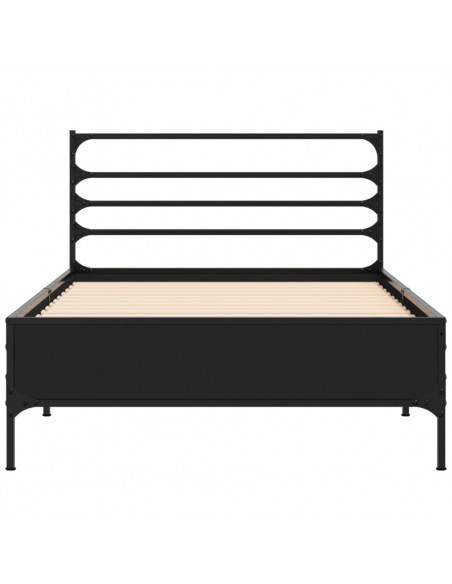 Giroletto Nero 90x200 cm in Legno Multistrato e Metallo