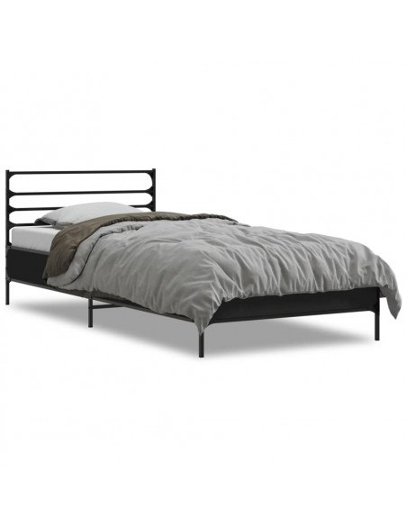 Giroletto Nero 90x190 cm in Legno Multistrato e Metallo