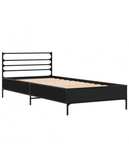 Giroletto Nero 90x190 cm in Legno Multistrato e Metallo