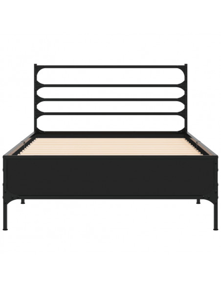 Giroletto Nero 90x190 cm in Legno Multistrato e Metallo