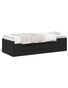 Divano Letto con Cassetti Nero 90x200 cm in Legno Multistrato 2