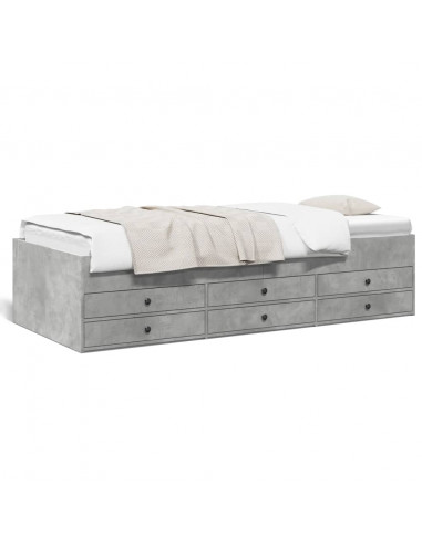 Divano Letto con Cassetti Grigio Cemento 90x200 cm Multistrato