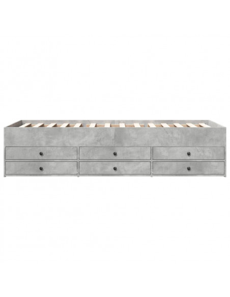 Divano Letto con Cassetti Grigio Cemento 90x200 cm Multistrato