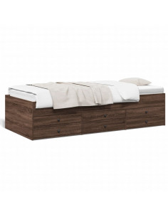 Divano Letto con Cassetti Rovere Marrone 90x200 cm Multistrato 2