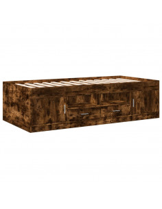 Divano Letto con Cassetti senza Materasso Rovere Fumo 90x190 cm 2