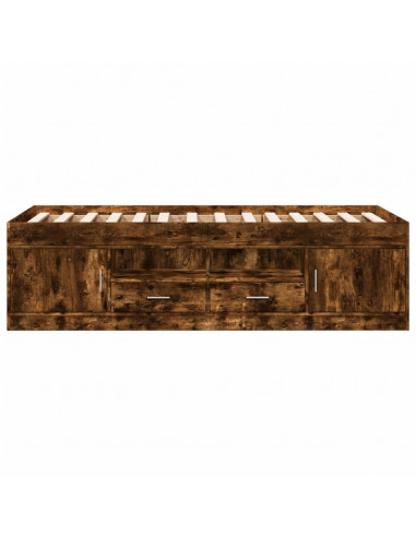 Divano Letto con Cassetti senza Materasso Rovere Fumo 90x190 cm