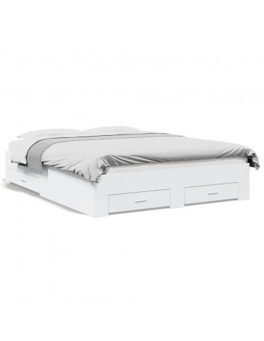 Giroletto con Cassetti Bianco 140x200 cm in Legno Multistrato