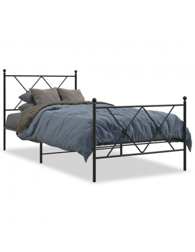 Giroletto con Testiera e Pediera Metallo Nero 90x190 cm