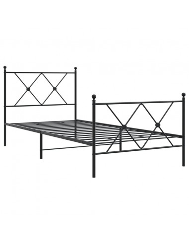 Giroletto con Testiera e Pediera Metallo Nero 90x190 cm