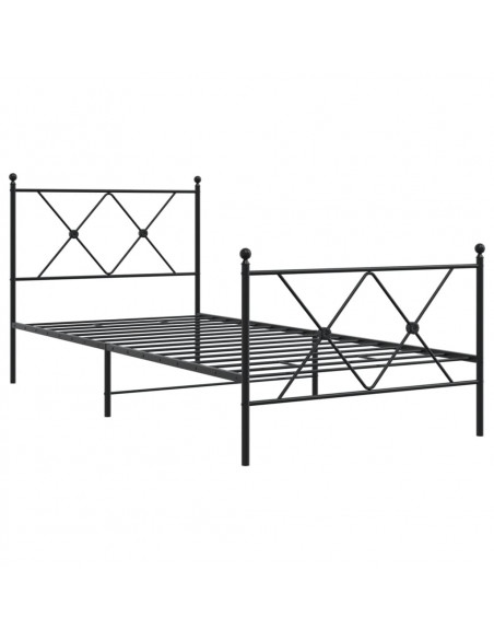 Giroletto con Testiera e Pediera Metallo Nero 90x190 cm