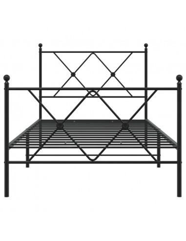 Giroletto con Testiera e Pediera Metallo Nero 90x190 cm