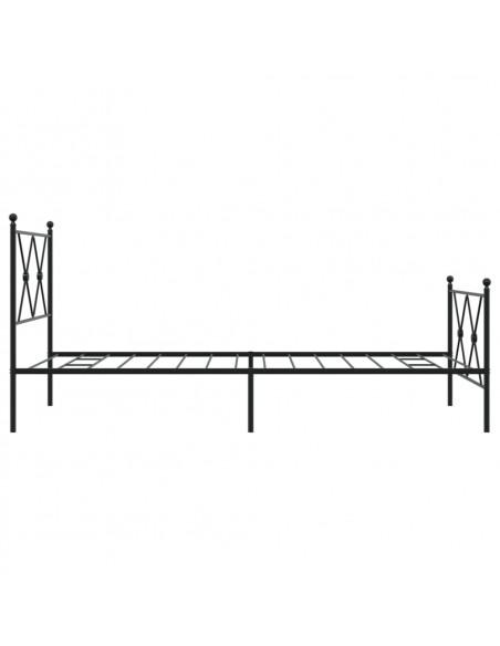 Giroletto con Testiera e Pediera Metallo Nero 90x190 cm