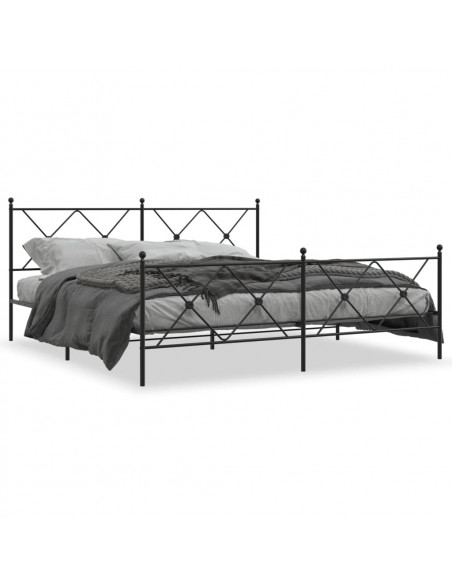 Giroletto con Testiera e Pediera Metallo Nero 183x213 cm