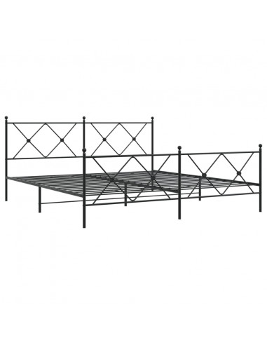 Giroletto con Testiera e Pediera Metallo Nero 183x213 cm