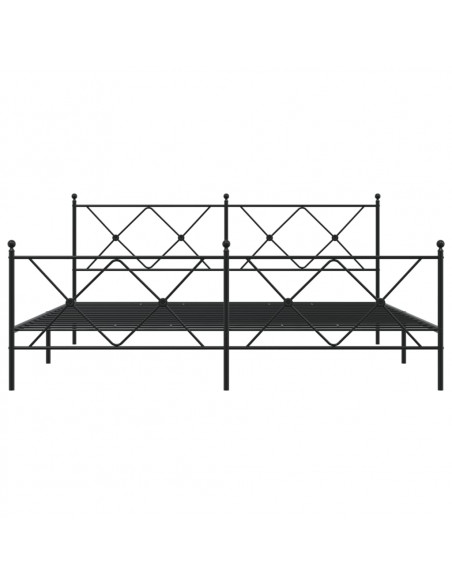 Giroletto con Testiera e Pediera Metallo Nero 183x213 cm