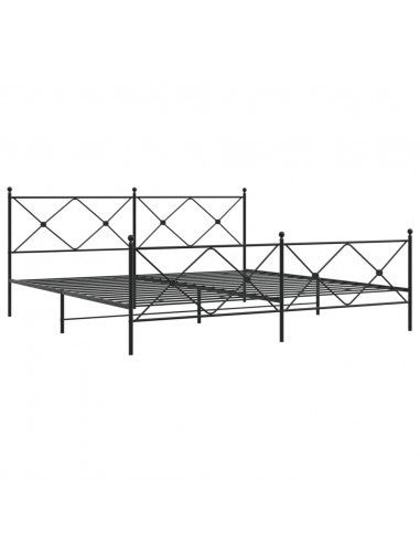 Giroletto con Testiera e Pediera Metallo Nero 200x200 cm