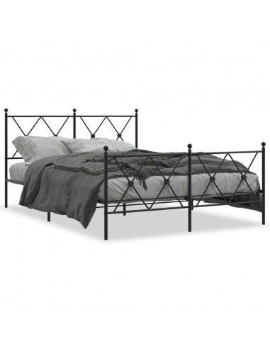 Giroletto con Testiera e Pediera Metallo Nero 137x190 cm