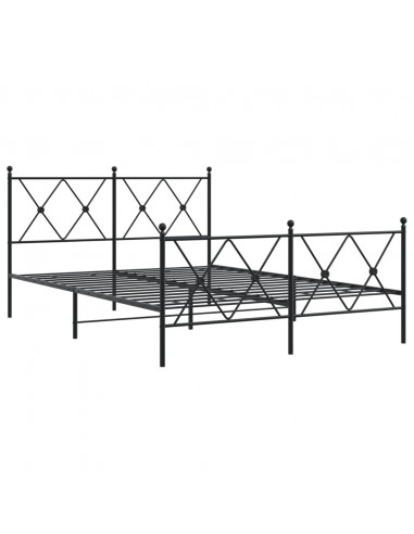 Giroletto con Testiera e Pediera Metallo Nero 137x190 cm