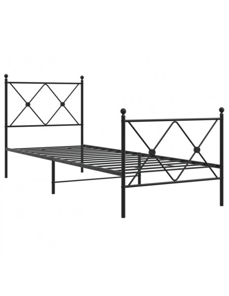 Giroletto con Testiera e Pediera Metallo Nero 75x190 cm