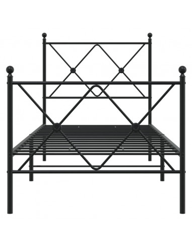 Giroletto con Testiera e Pediera Metallo Nero 75x190 cm