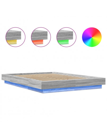 Giroletto Luci LED Grigio Sonoma 140x200 cm Legno Multistrato