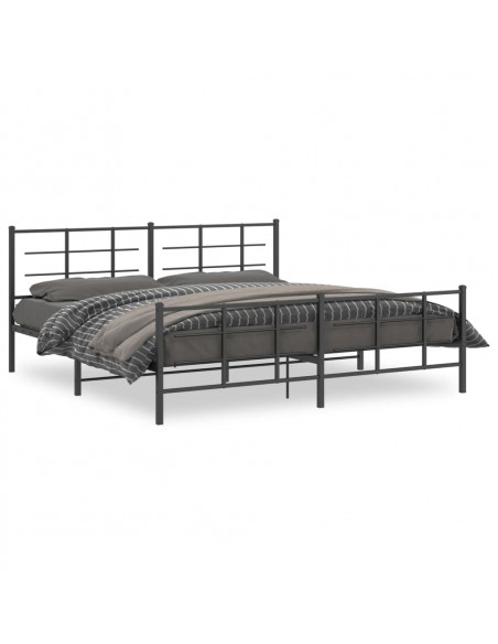 Giroletto con Testiera e Pediera Metallo Nero 200x200 cm