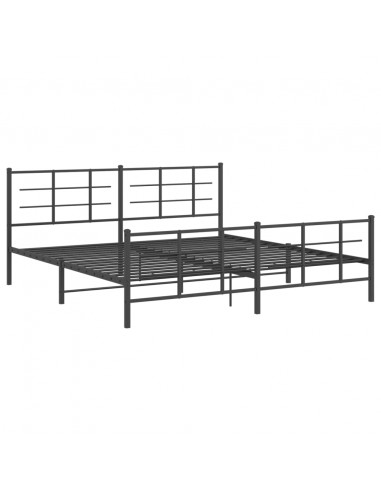 Giroletto con Testiera e Pediera Metallo Nero 200x200 cm