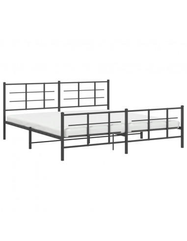 Giroletto con Testiera e Pediera Metallo Nero 200x200 cm