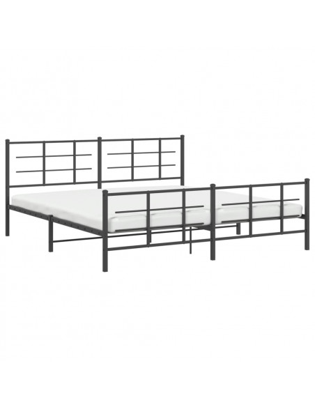 Giroletto con Testiera e Pediera Metallo Nero 200x200 cm