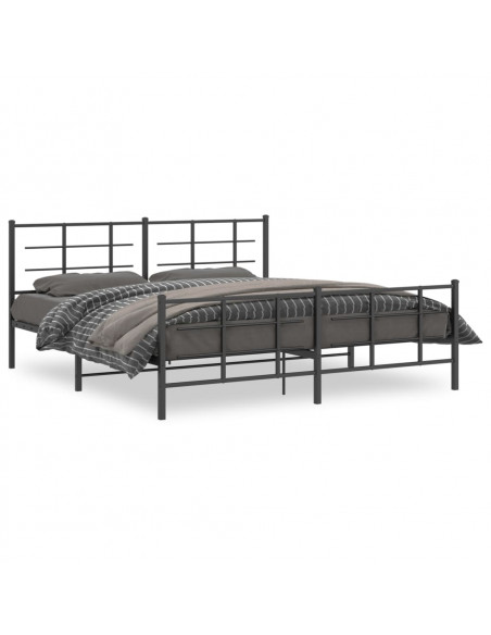 Giroletto con Testiera e Pediera Metallo Nero 183x213 cm