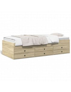 Divano Letto con Cassetti Rovere Sonoma 90x200 cm Multistrato 2