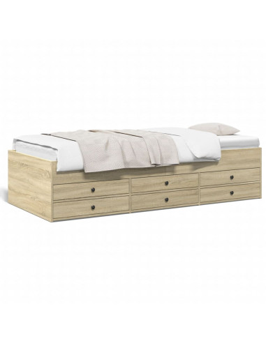 Divano Letto con Cassetti Rovere Sonoma 90x200 cm Multistrato
