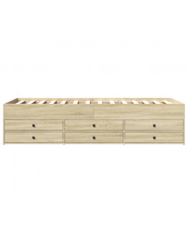 Divano Letto con Cassetti Rovere Sonoma 90x200 cm Multistrato