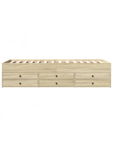 Divano Letto con Cassetti Rovere Sonoma 90x200 cm Multistrato