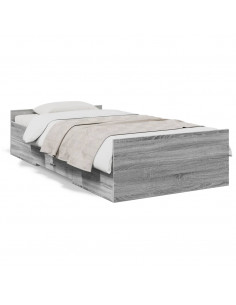 Giroletto Cassetti Grigio Sonoma 90x190 cm Legno Multistrato 2