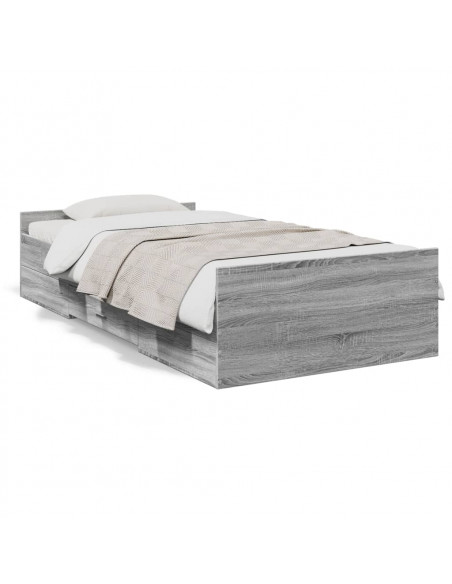 Giroletto Cassetti Grigio Sonoma 90x190 cm Legno Multistrato