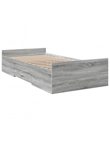 Giroletto Cassetti Grigio Sonoma 90x190 cm Legno Multistrato