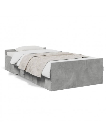 Giroletto Cassetti Grigio Cemento 90x190 cm Legno Multistrato