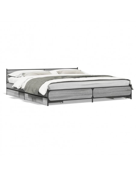 Giroletto Cassetti Grigio Sonoma 200x200 cm Legno Multistrato