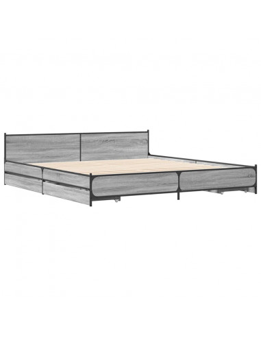 Giroletto Cassetti Grigio Sonoma 200x200 cm Legno Multistrato