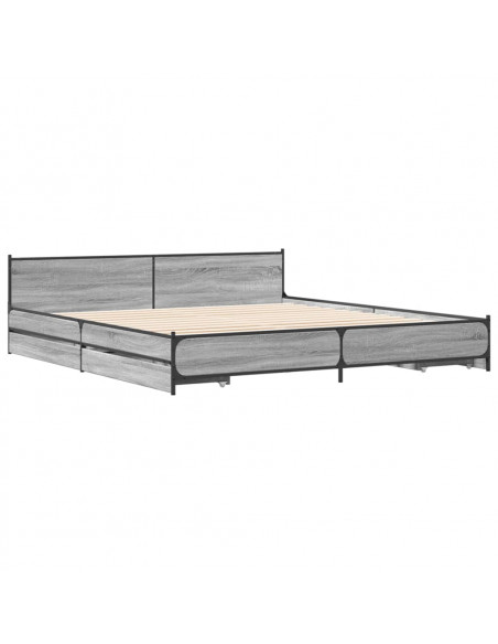 Giroletto Cassetti Grigio Sonoma 200x200 cm Legno Multistrato