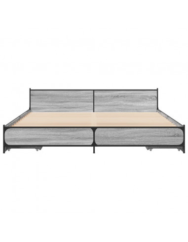 Giroletto Cassetti Grigio Sonoma 200x200 cm Legno Multistrato