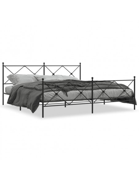 Giroletto con Testiera e Pediera Metallo Nero 193x203 cm