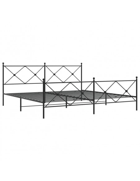 Giroletto con Testiera e Pediera Metallo Nero 193x203 cm