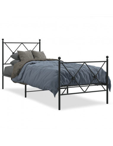 Giroletto con Testiera e Pediera Metallo Nero 80x200 cm