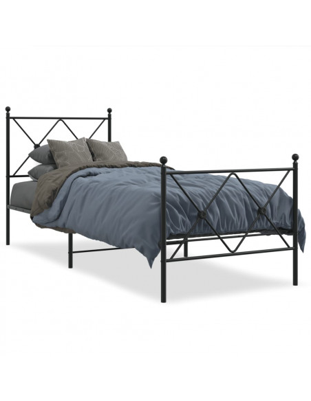 Giroletto con Testiera e Pediera Metallo Nero 80x200 cm