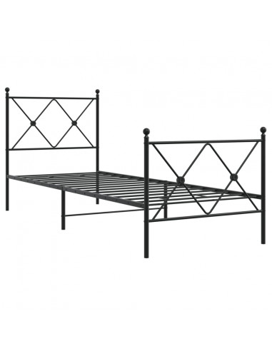 Giroletto con Testiera e Pediera Metallo Nero 80x200 cm