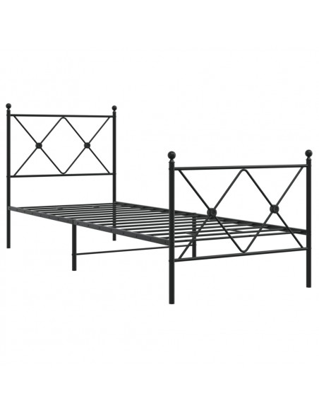 Giroletto con Testiera e Pediera Metallo Nero 80x200 cm