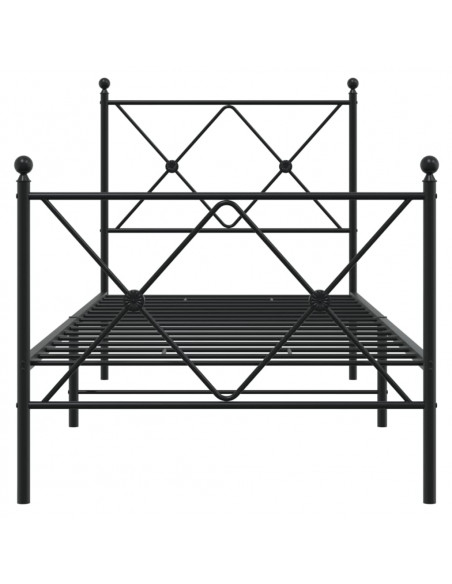 Giroletto con Testiera e Pediera Metallo Nero 80x200 cm